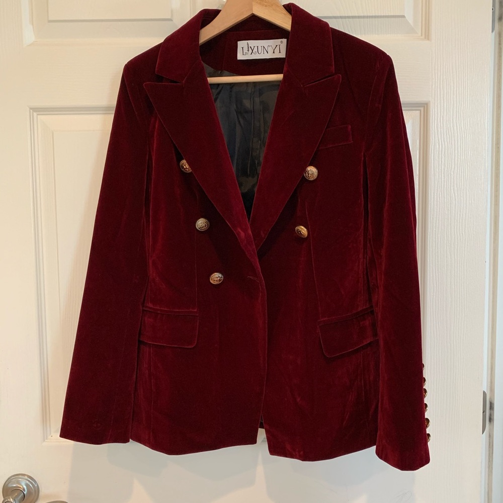 Velvet wine colored blazer